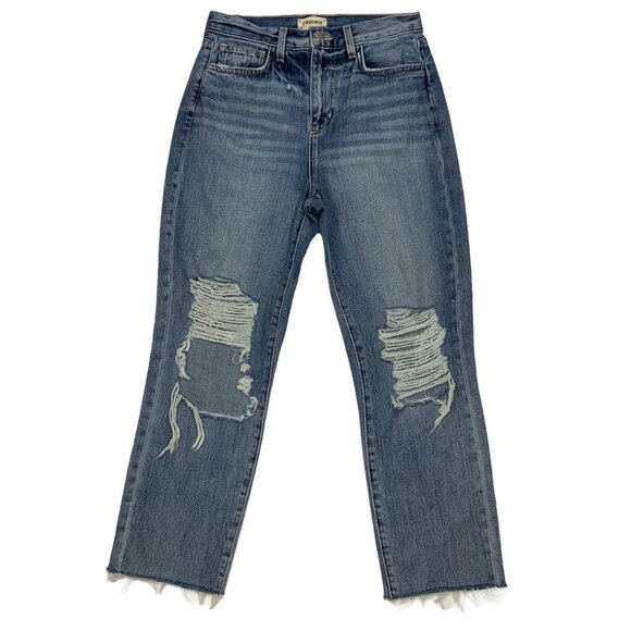 L'AGENCE Adele High Rise Crop Stovepipe Jean 25 Fallbrook Rip Knees - Picture 1 of 12